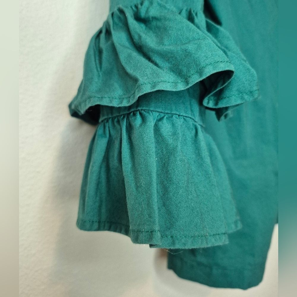 J. Crew Kelly Green Blouse with Ruffle Sleeves Size 00 Double Zero - Picture 5 of 5